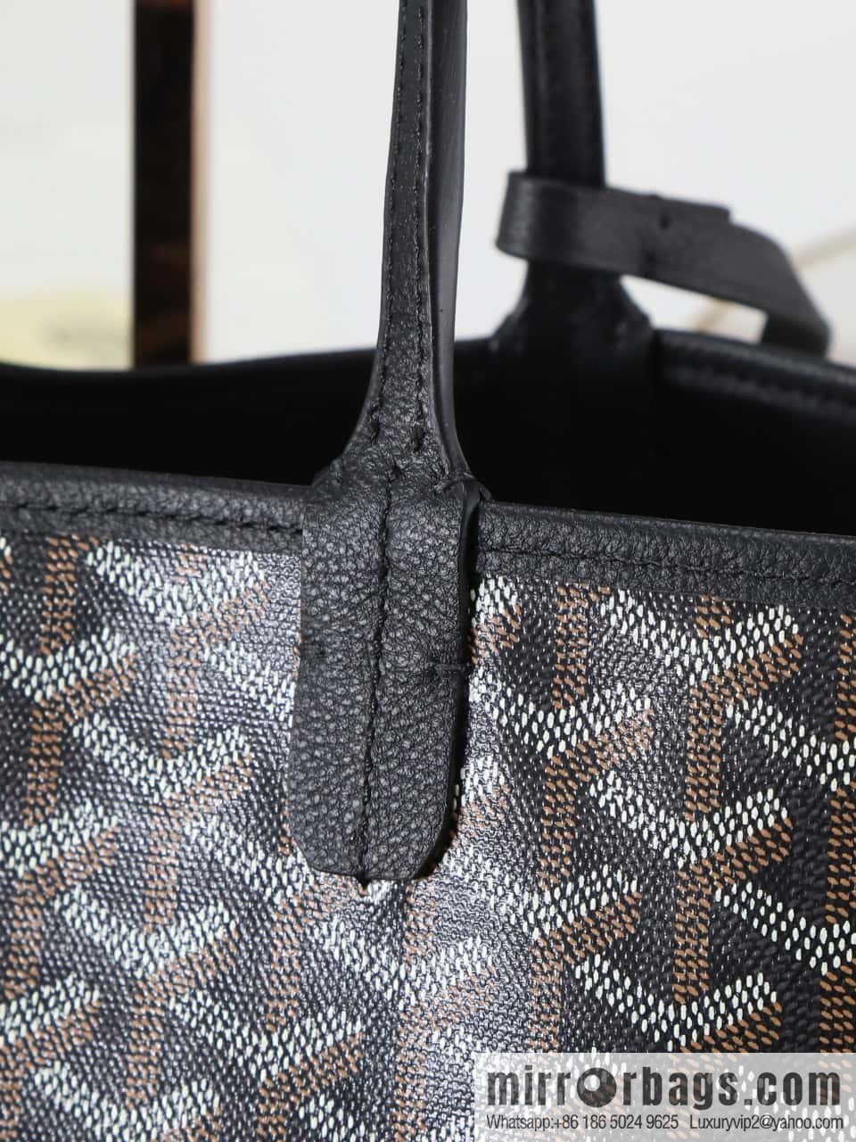 [Premium quality, original materials, leather] Goyard goya anjou small bag 020166m black tote bag