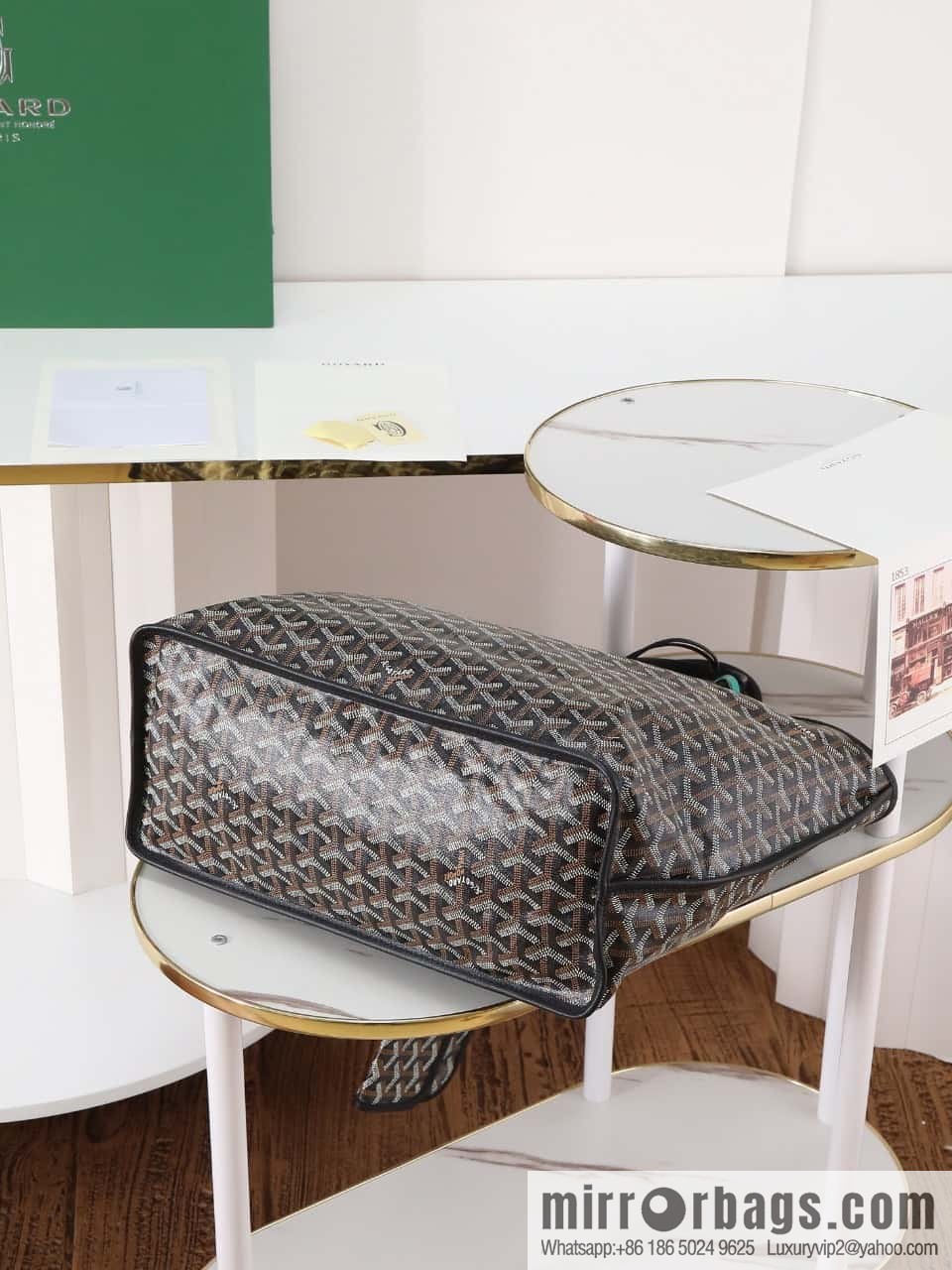 [Premium quality, original materials, leather] Goyard goya anjou small bag 020166m black tote bag