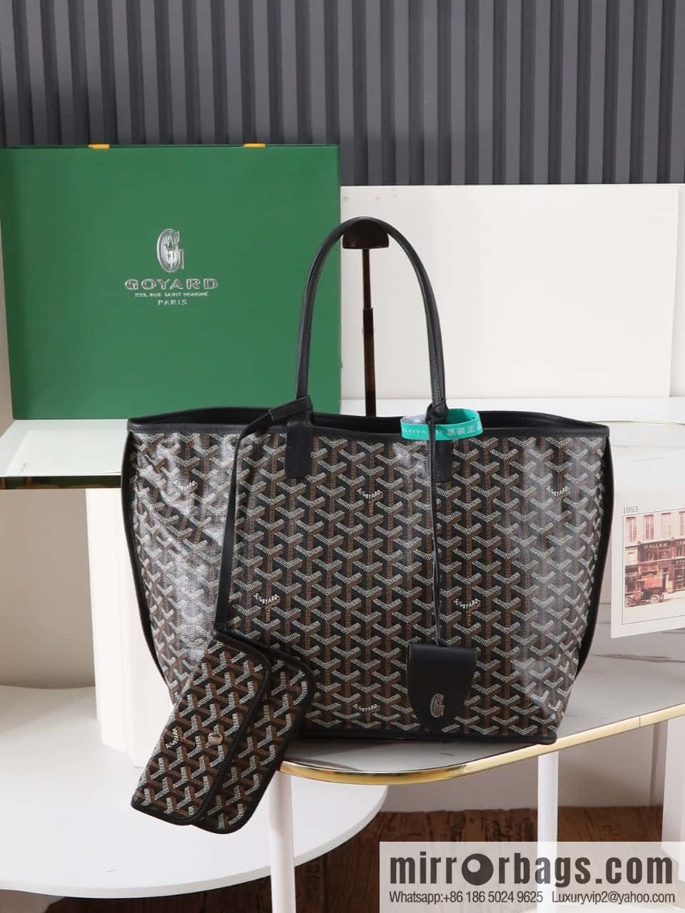 [Premium quality, original materials, leather] Goyard goya anjou small bag 020166m black tote bag