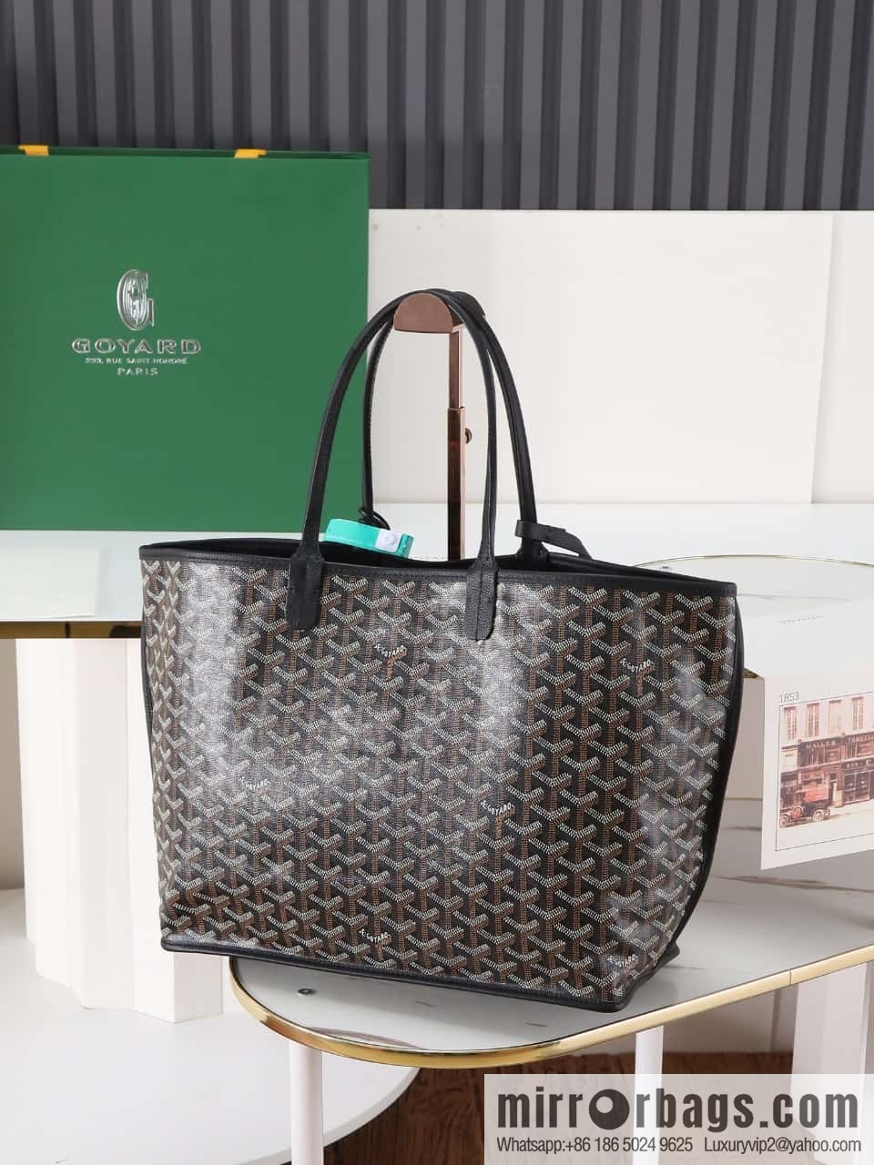 [Premium quality, original materials, leather] Goyard goya anjou small bag 020166m black tote bag