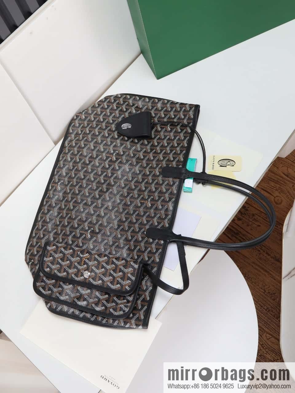 [Premium quality, original materials, leather] Goyard goya anjou small bag 020166m black tote bag
