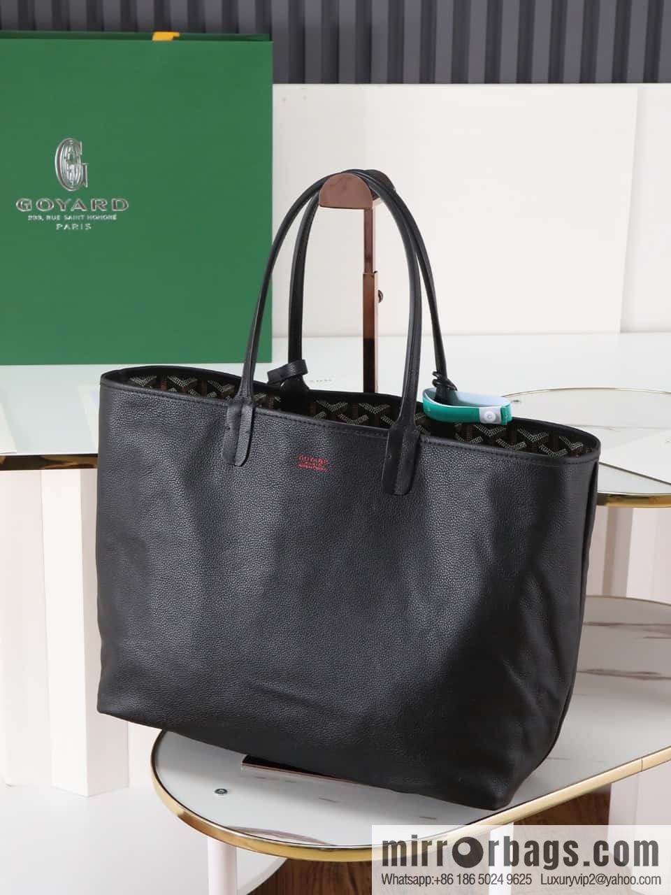 [Premium quality, original materials, leather] Goyard goya anjou small bag 020166m black tote bag