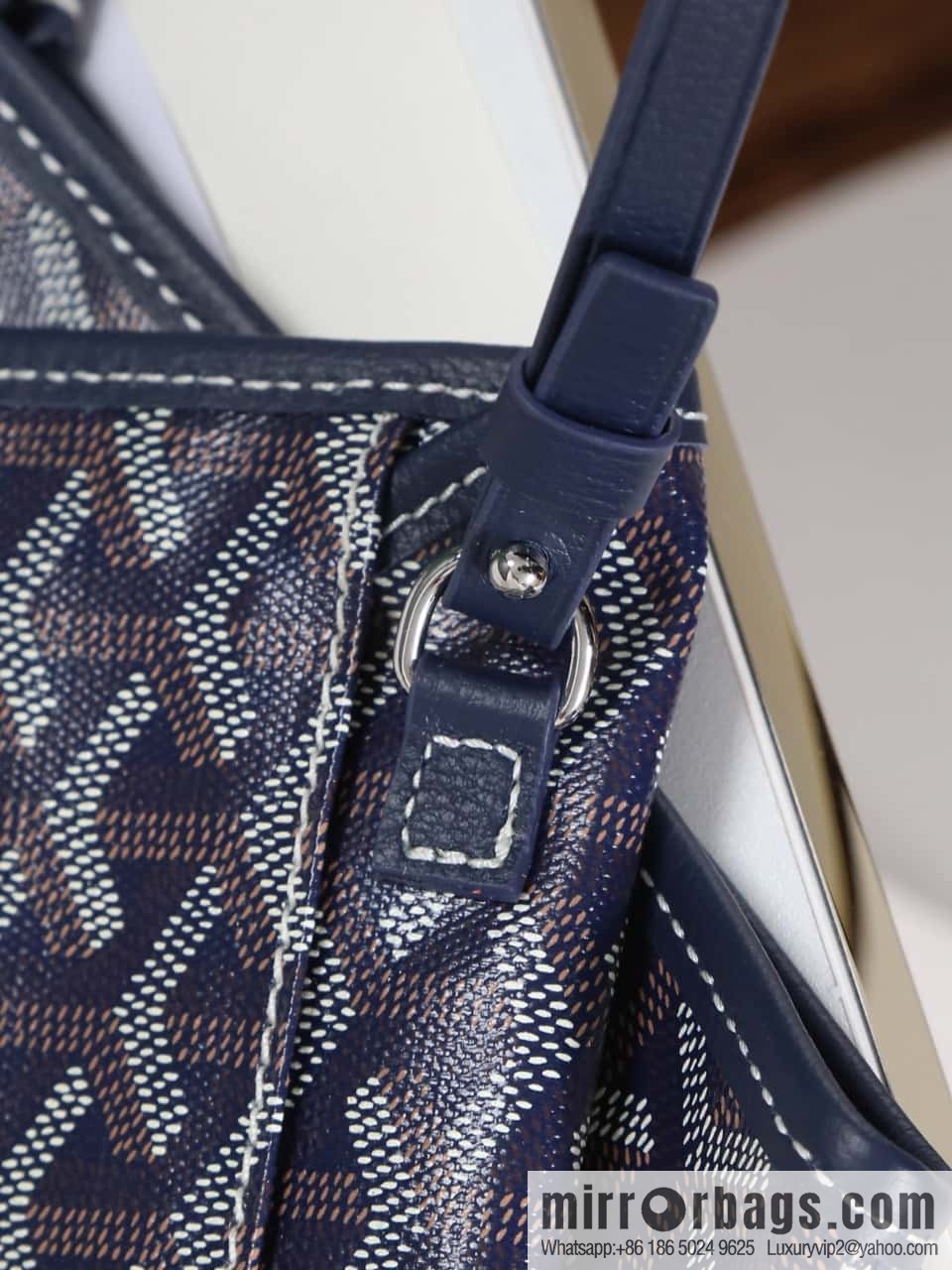 [Premium quality, original materials, leather] Goyard goya anjou small bag 020166m blue tote bag
