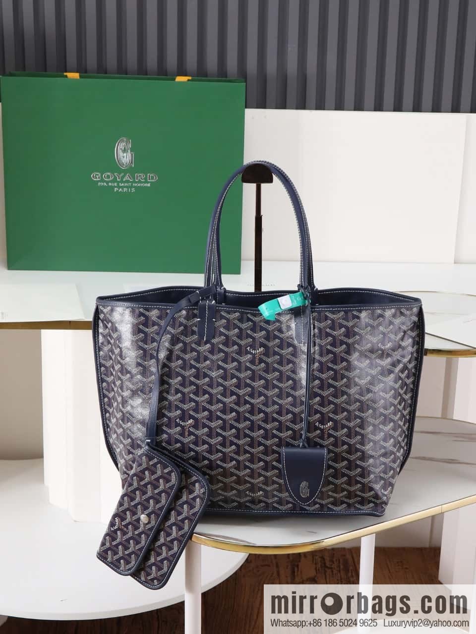 [Premium quality, original materials, leather] Goyard goya anjou small bag 020166m blue tote bag