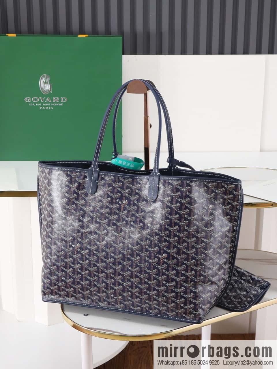 [Premium quality, original materials, leather] Goyard goya anjou small bag 020166m blue tote bag