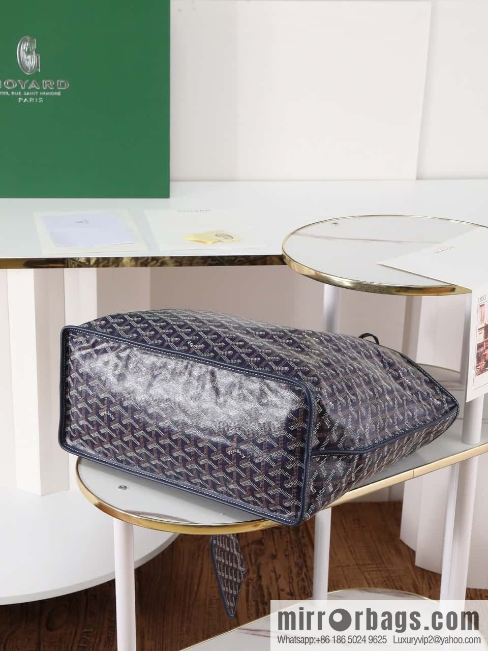 [Premium quality, original materials, leather] Goyard goya anjou small bag 020166m blue tote bag