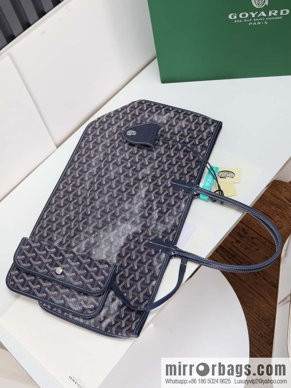 [Premium quality, original materials, leather] Goyard goya anjou small bag 020166m blue tote bag