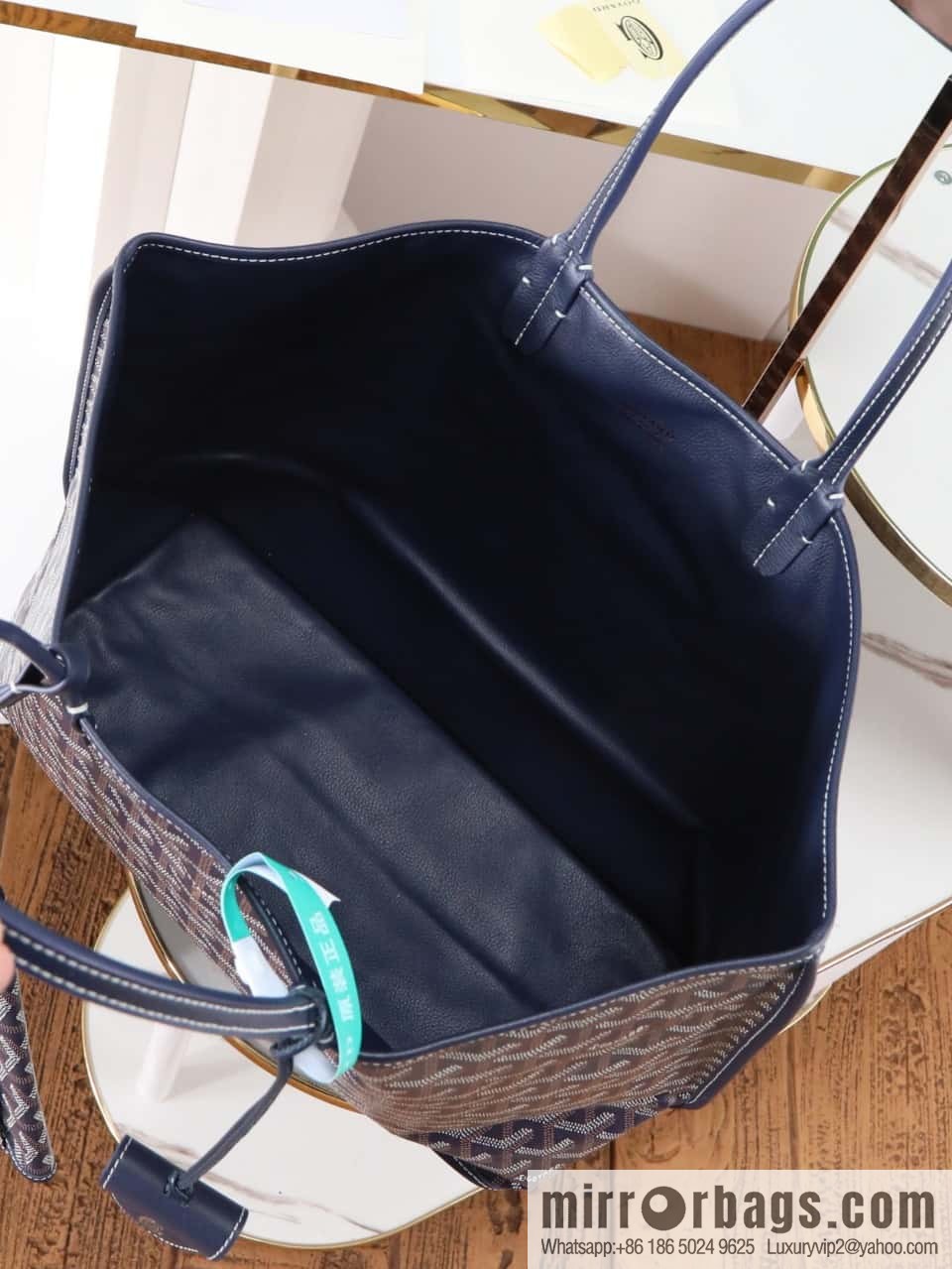 [Premium quality, original materials, leather] Goyard goya anjou small bag 020166m blue tote bag