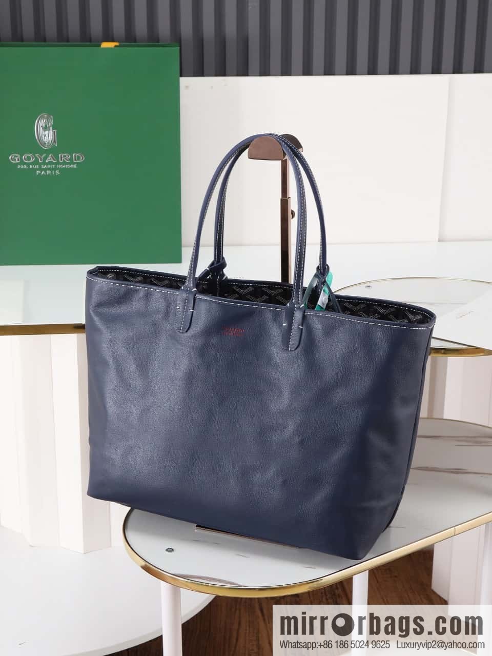[Premium quality, original materials, leather] Goyard goya anjou small bag 020166m blue tote bag