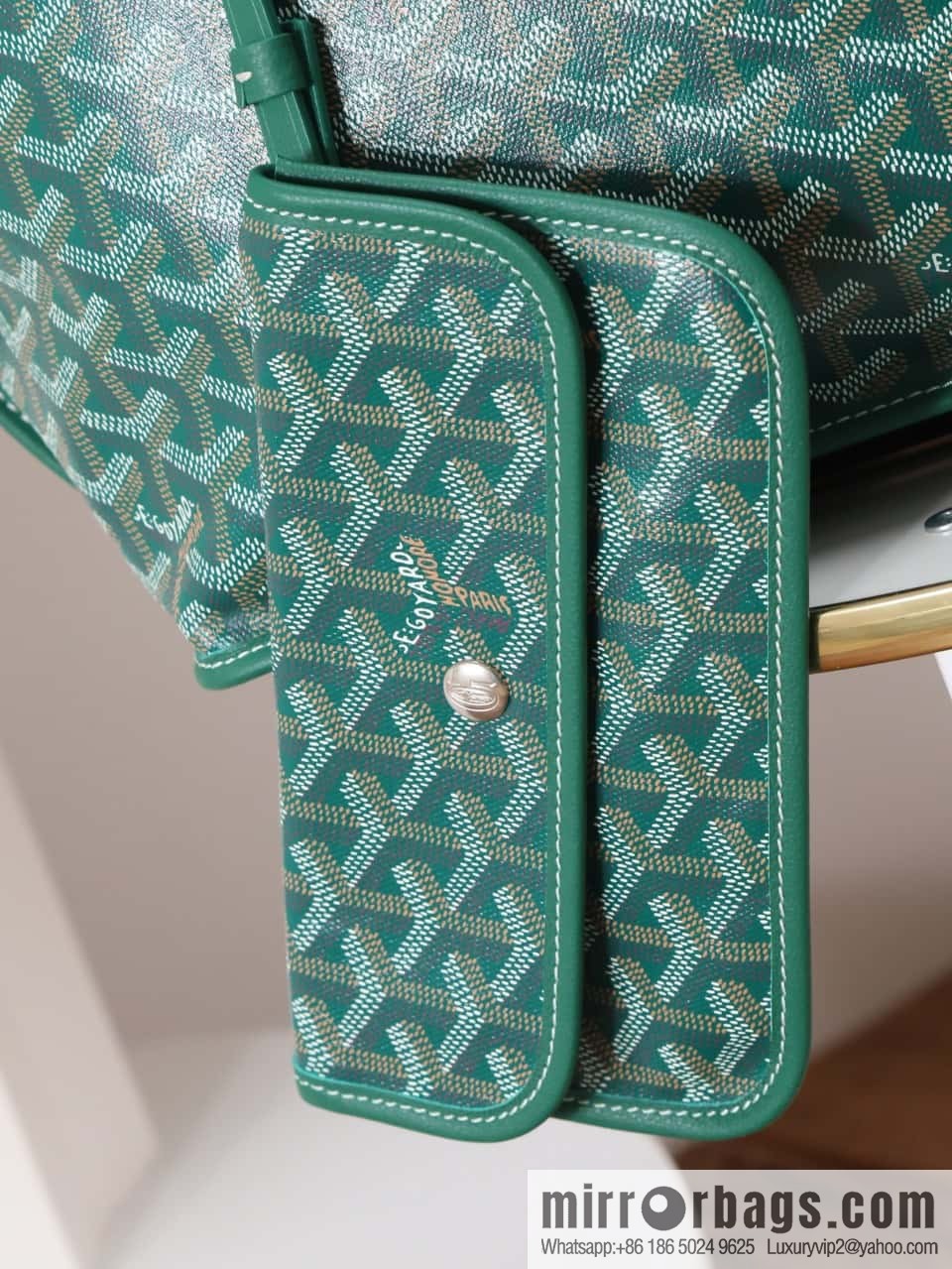 [Premium quality, original materials, leather] Goyard goya anjou small bag 020166m green tote bag
