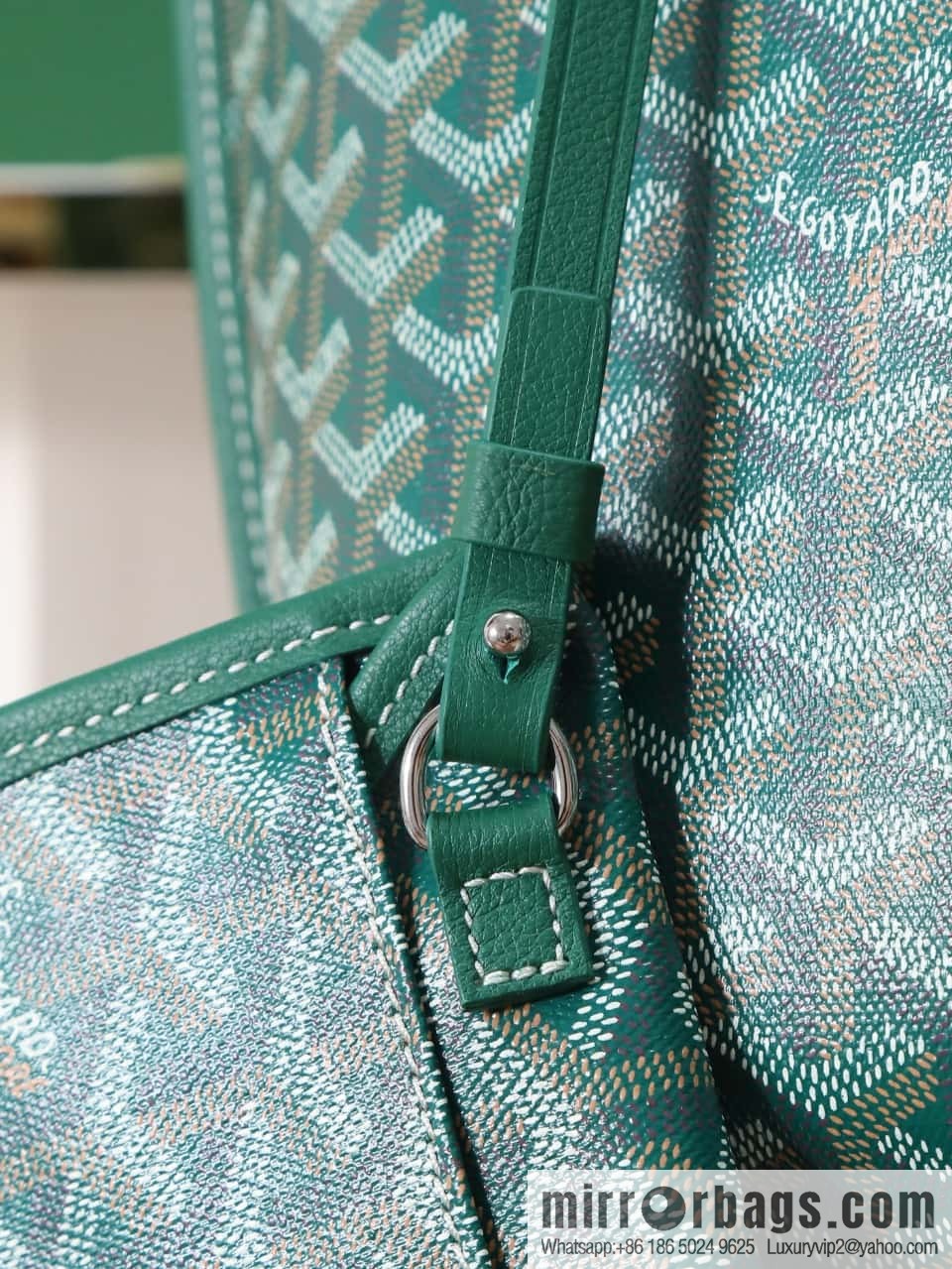 [Premium quality, original materials, leather] Goyard goya anjou small bag 020166m green tote bag