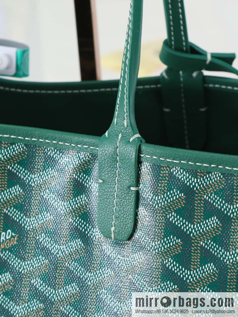 [Premium quality, original materials, leather] Goyard goya anjou small bag 020166m green tote bag