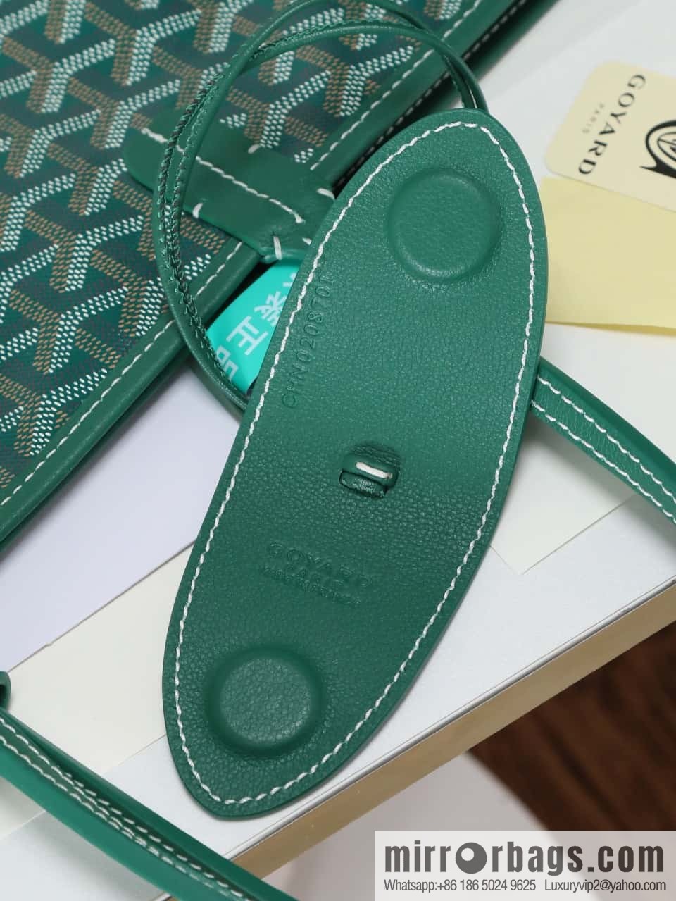 [Premium quality, original materials, leather] Goyard goya anjou small bag 020166m green tote bag