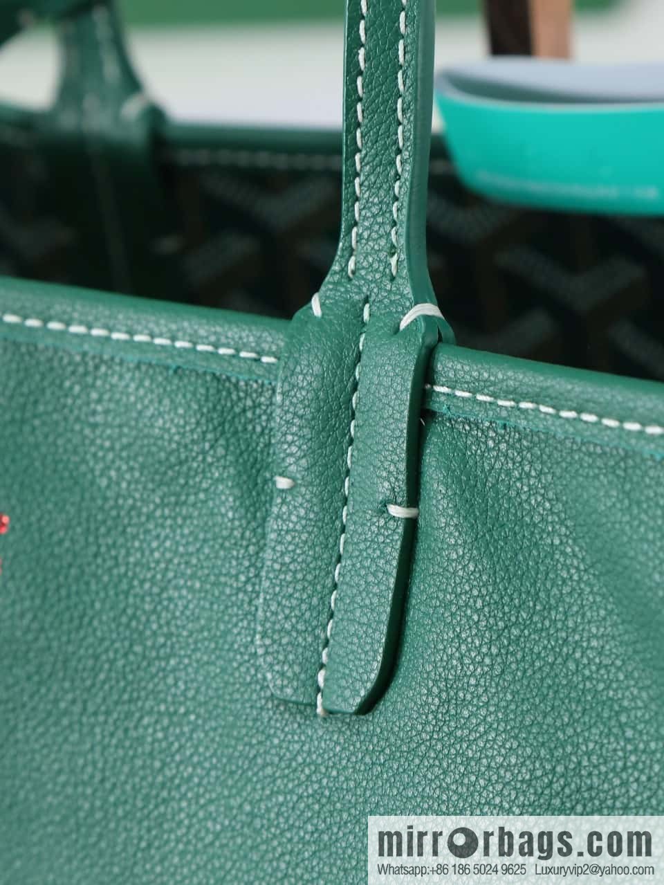 [Premium quality, original materials, leather] Goyard goya anjou small bag 020166m green tote bag