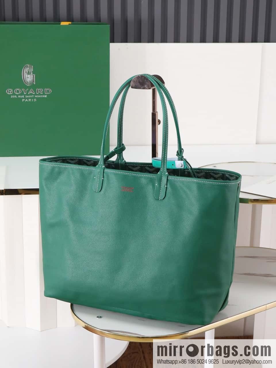 [Premium quality, original materials, leather] Goyard goya anjou small bag 020166m green tote bag