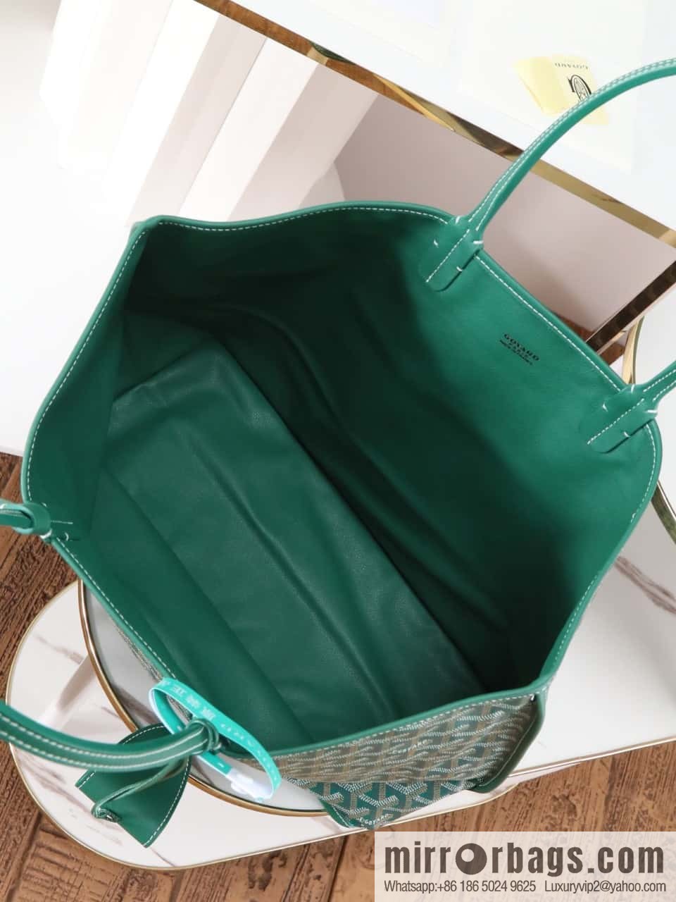 [Premium quality, original materials, leather] Goyard goya anjou small bag 020166m green tote bag