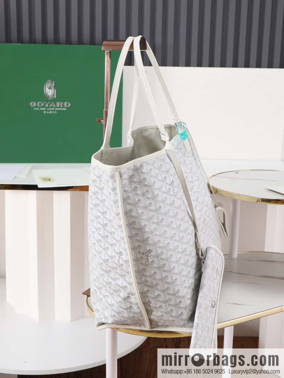 [Premium quality, original materials] Goyard reversible anjous double-sided tray extra large white tray bag