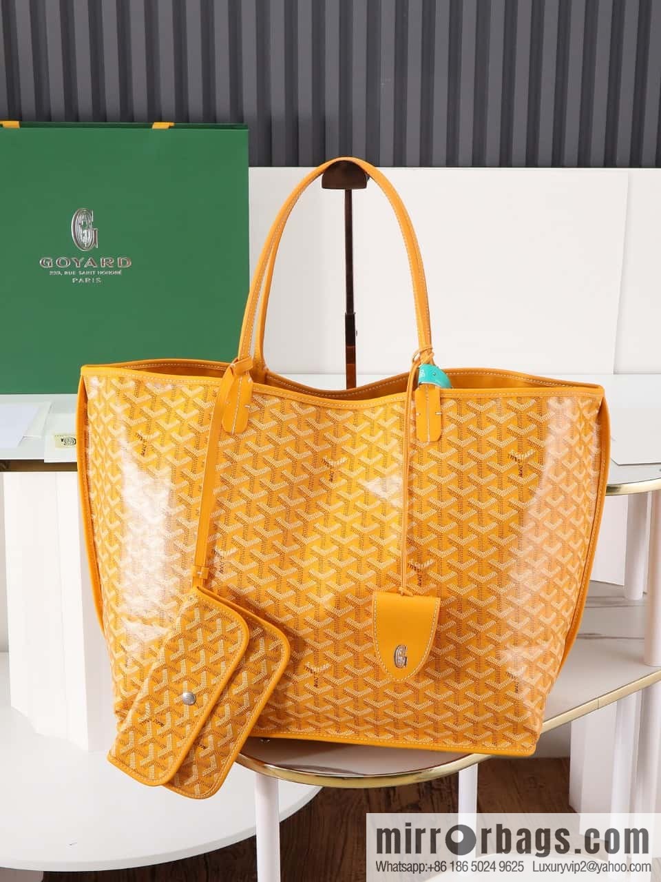 [Premium quality, original materials] Goyard reversible anjous double-sided tray extra large yellow tray bag