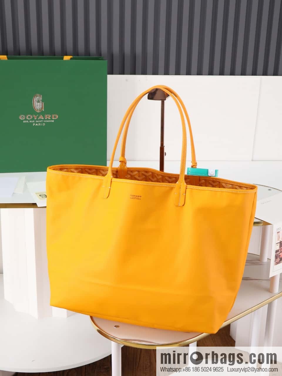 [Premium quality, original materials] Goyard reversible anjous double-sided tray extra large yellow tray bag