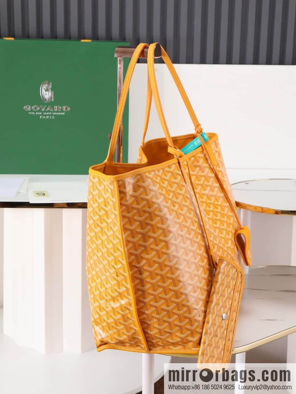 [Premium quality, original materials] Goyard reversible anjous double-sided tray extra large yellow tray bag