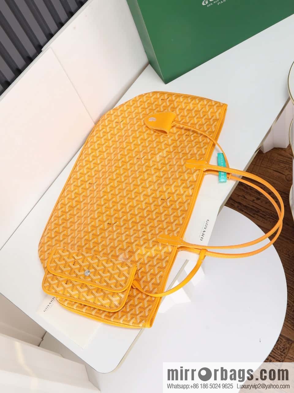 [Premium quality, original materials] Goyard reversible anjous double-sided tray extra large yellow tray bag