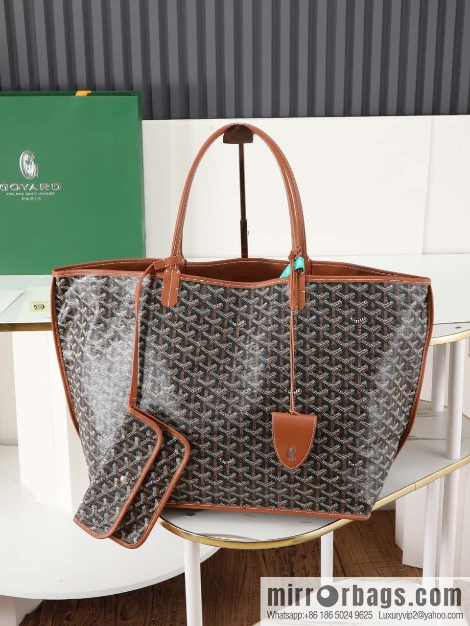 [Premium quality, original materials] Goyard reversible anjous double-sided tray extra large brown tray bag