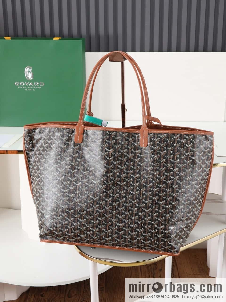[Premium quality, original materials] Goyard reversible anjous double-sided tray extra large brown tray bag