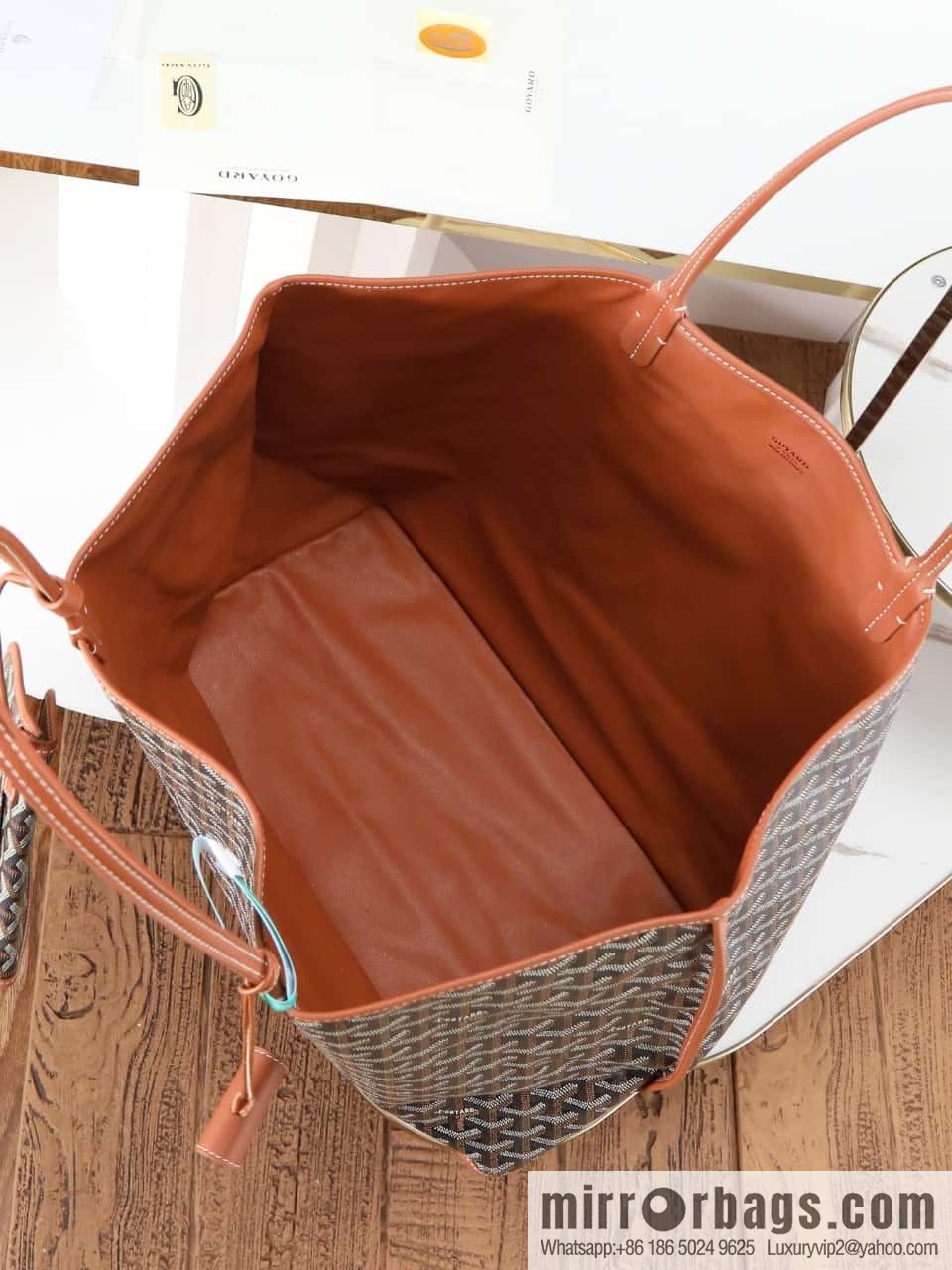 [Premium quality, original materials] Goyard reversible anjous double-sided tray extra large brown tray bag