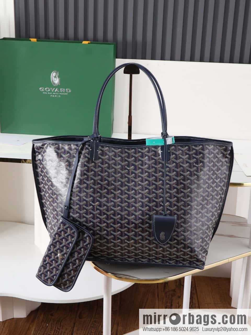 [Premium quality, original materials] Goyard reversible anjous double-sided tray extra large blue tray bag