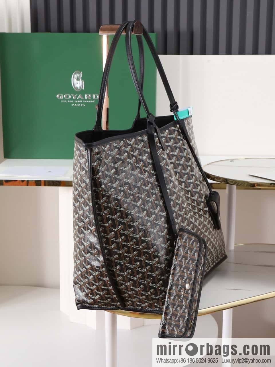 [Premium quality, original materials] Goyard reversible anjous double-sided tray extra large black tray bag