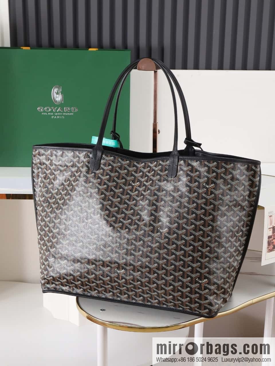 [Premium quality, original materials] Goyard reversible anjous double-sided tray extra large black tray bag