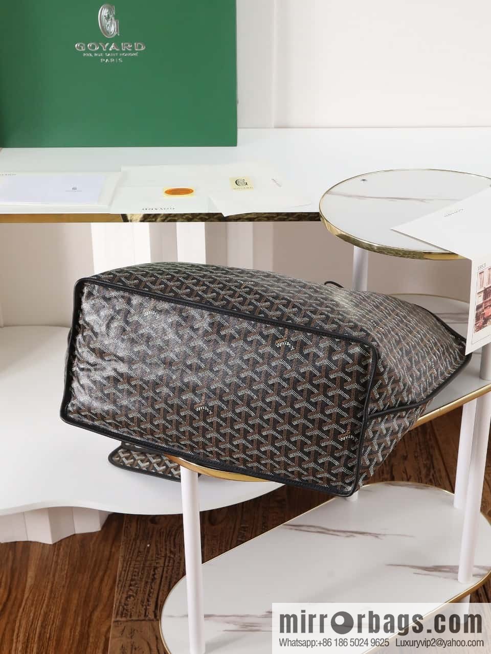 [Premium quality, original materials] Goyard reversible anjous double-sided tray extra large black tray bag