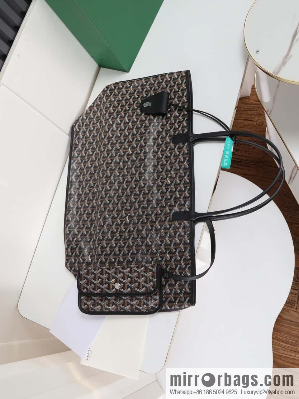 [Premium quality, original materials] Goyard reversible anjous double-sided tray extra large black tray bag