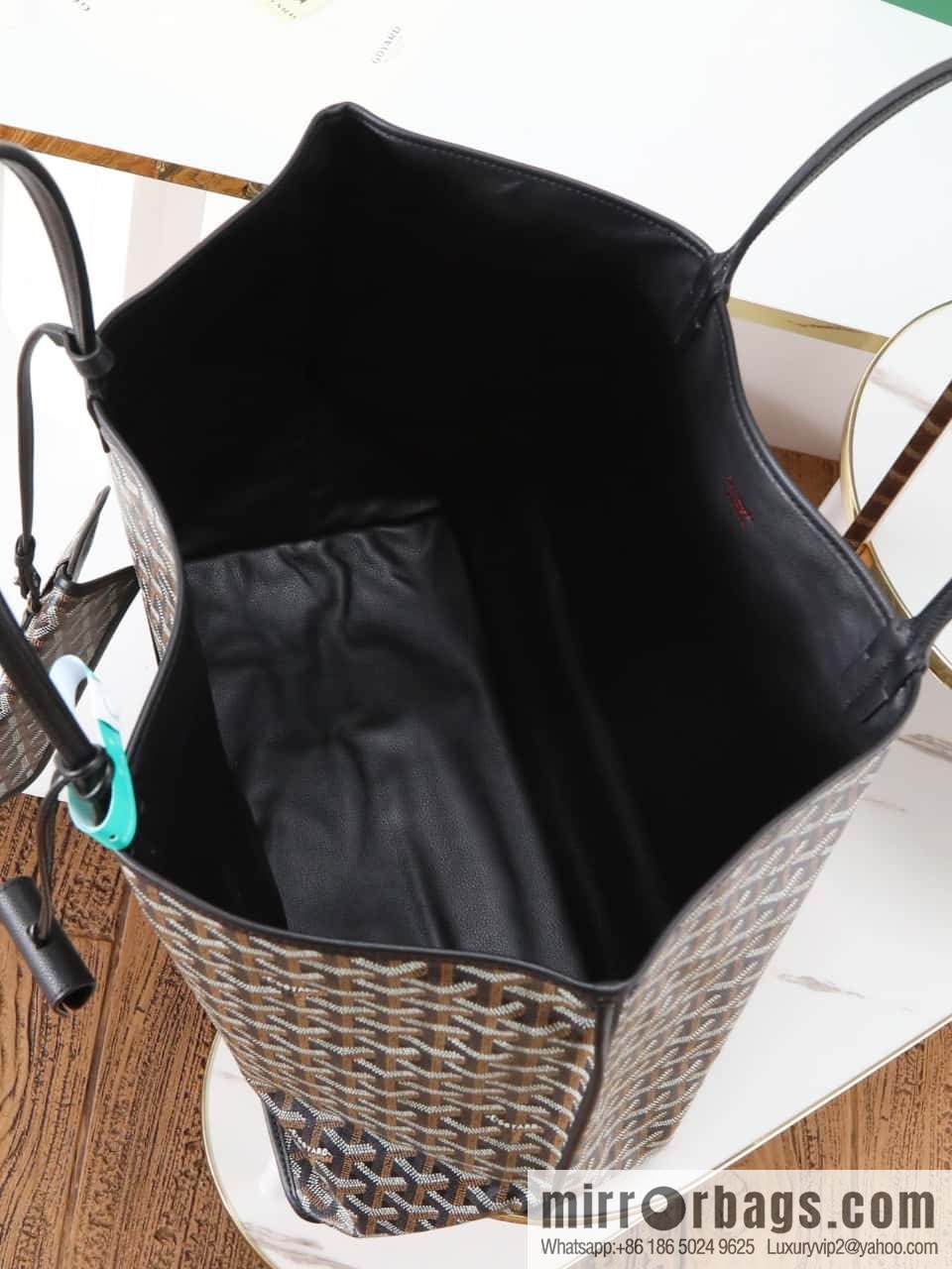 [Premium quality, original materials] Goyard reversible anjous double-sided tray extra large black tray bag