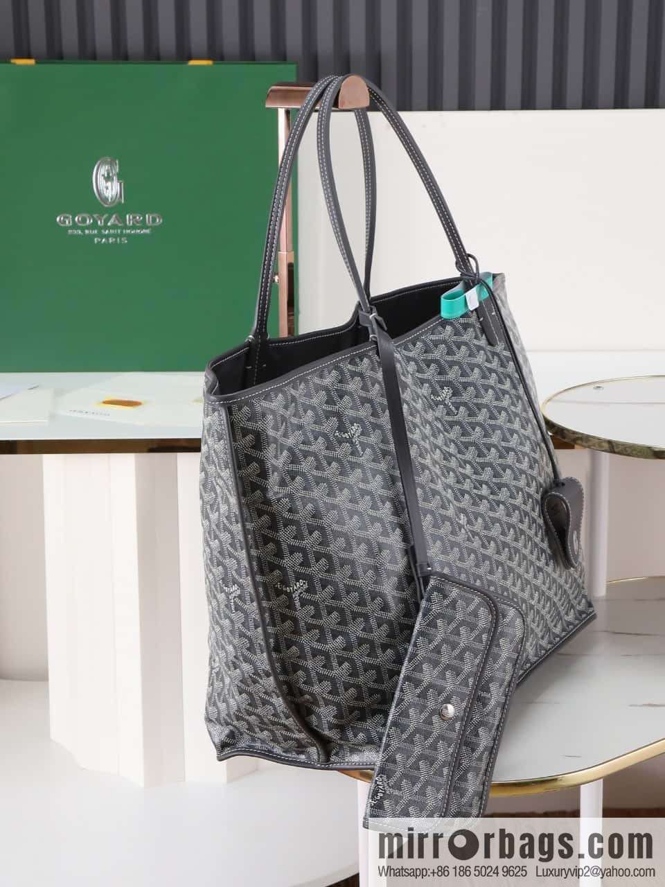 [Premium quality, original materials] Goyard reversible anjous double-sided tray extra large gray tray bag