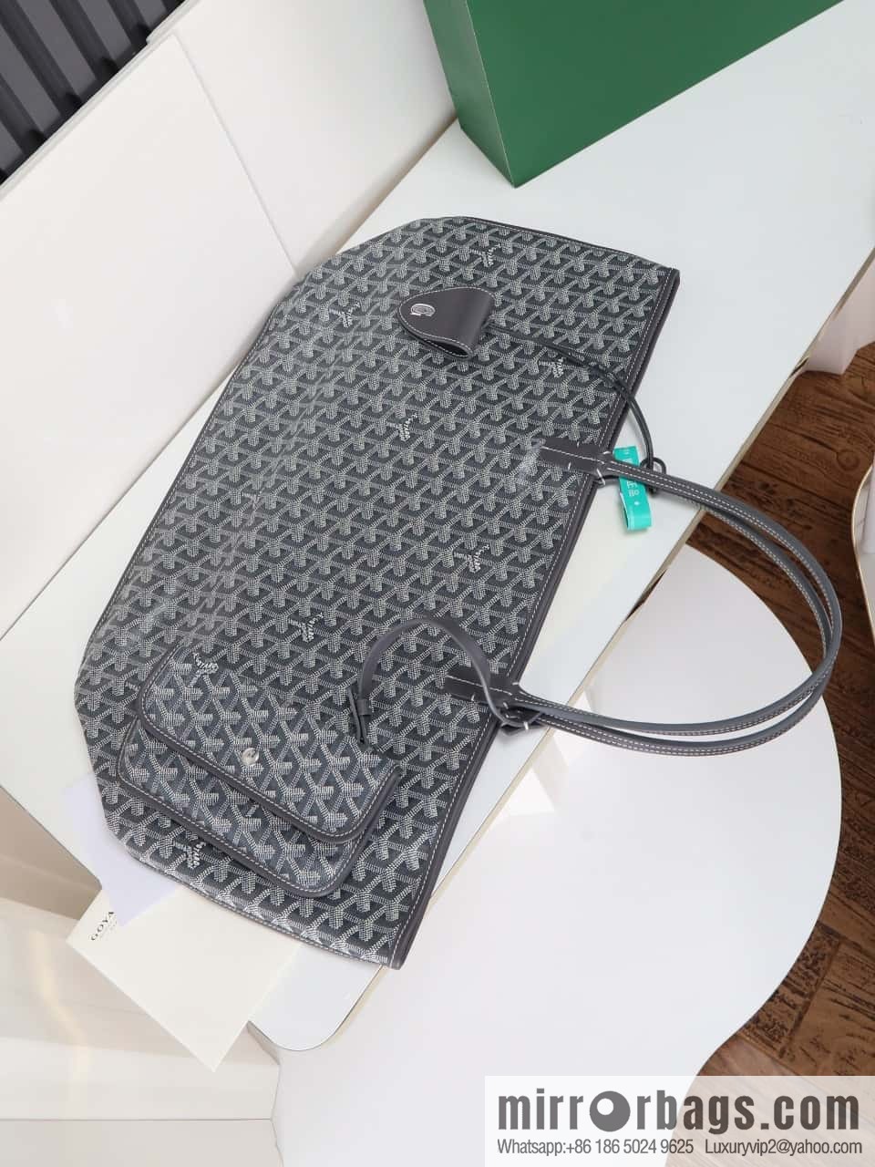 [Premium quality, original materials] Goyard reversible anjous double-sided tray extra large gray tray bag