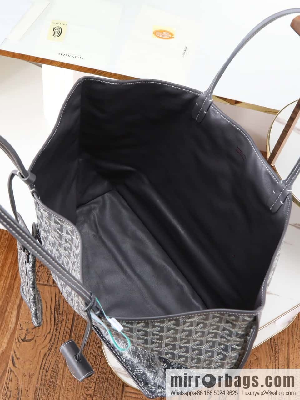 [Premium quality, original materials] Goyard reversible anjous double-sided tray extra large gray tray bag