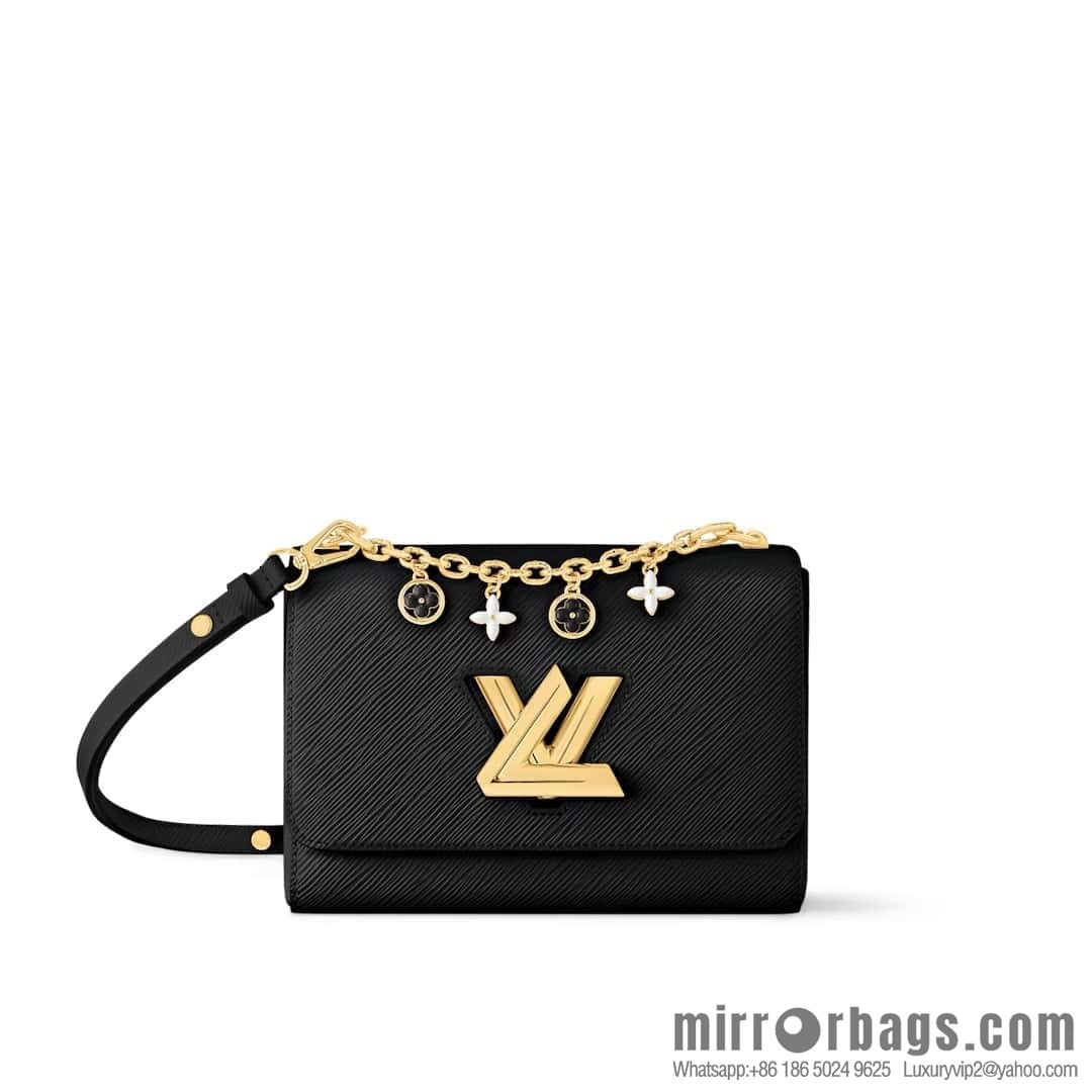 [Boutique‑grade] M11723 black, water ripple Twist series TWIST medium handbag