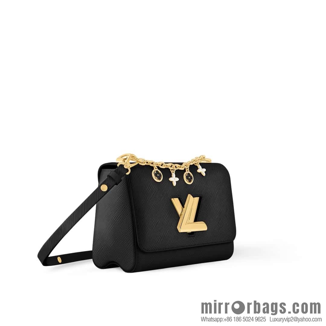 [Boutique‑grade] M11723 black, water ripple Twist series TWIST medium handbag