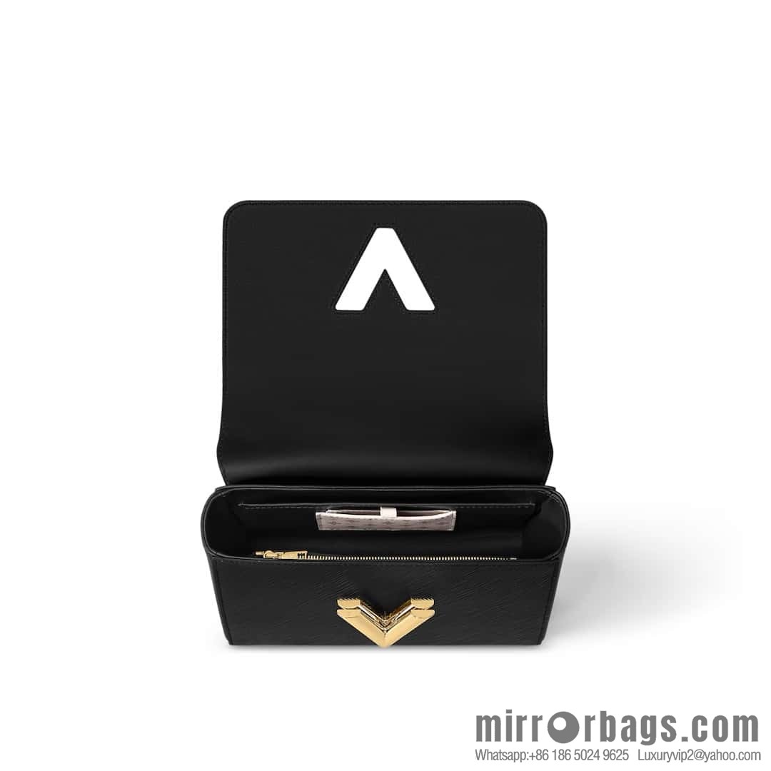 [Boutique‑grade] M11723 black, water ripple Twist series TWIST medium handbag