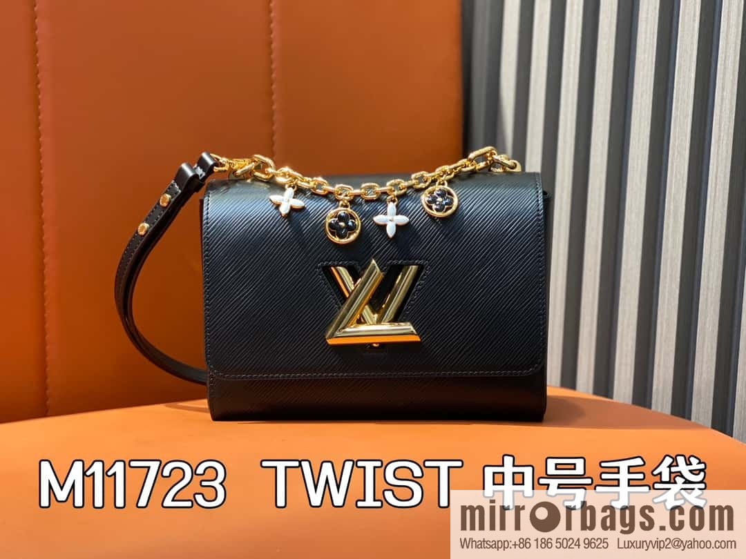 [Boutique‑grade] M11723 black, water ripple Twist series TWIST medium handbag