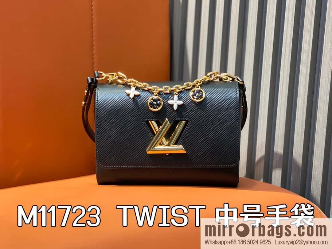 [Boutique‑grade] M11723 black, water ripple Twist series TWIST medium handbag