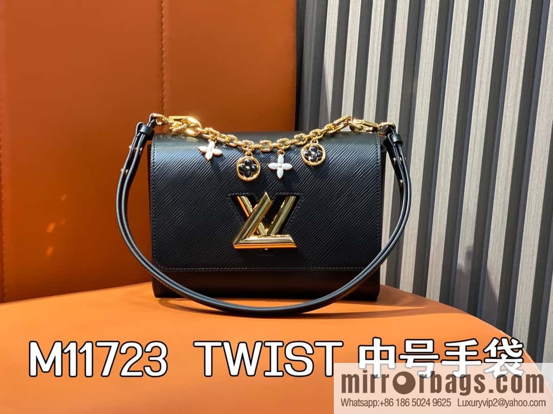 [Boutique‑grade] M11723 black, water ripple Twist series TWIST medium handbag