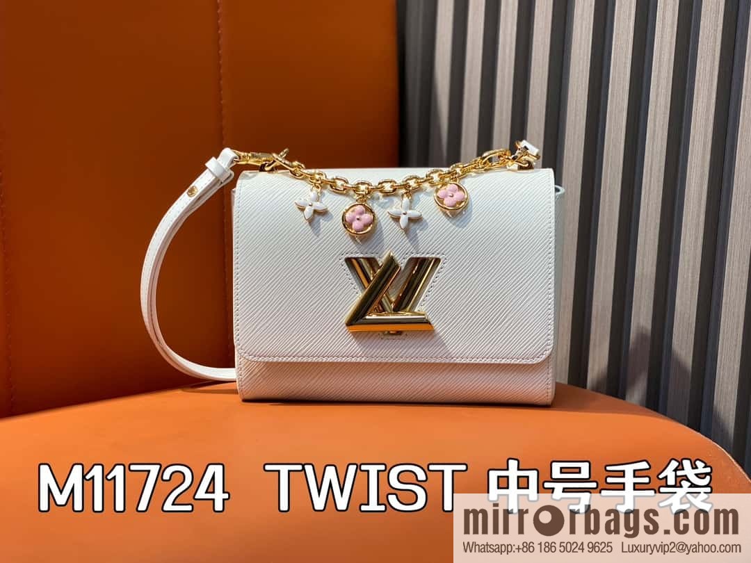 [Boutique‑grade] M11724 white, water ripple Twist series TWIST medium handbag M11723