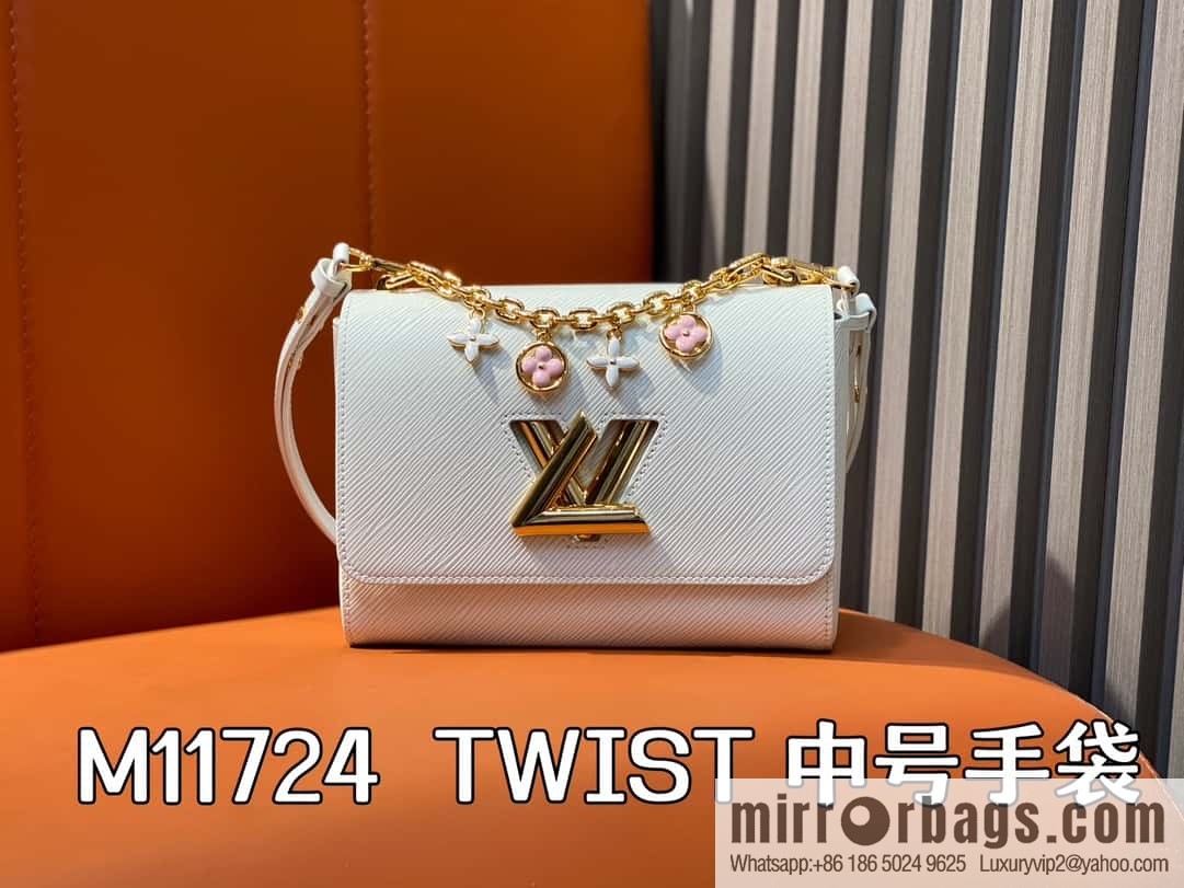 [Boutique‑grade] M11724 white, water ripple Twist series TWIST medium handbag M11723