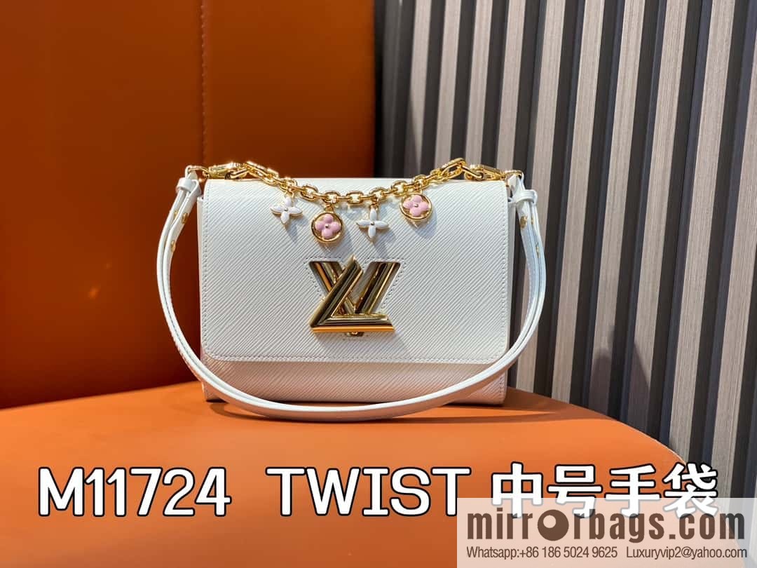 [Boutique‑grade] M11724 white, water ripple Twist series TWIST medium handbag M11723