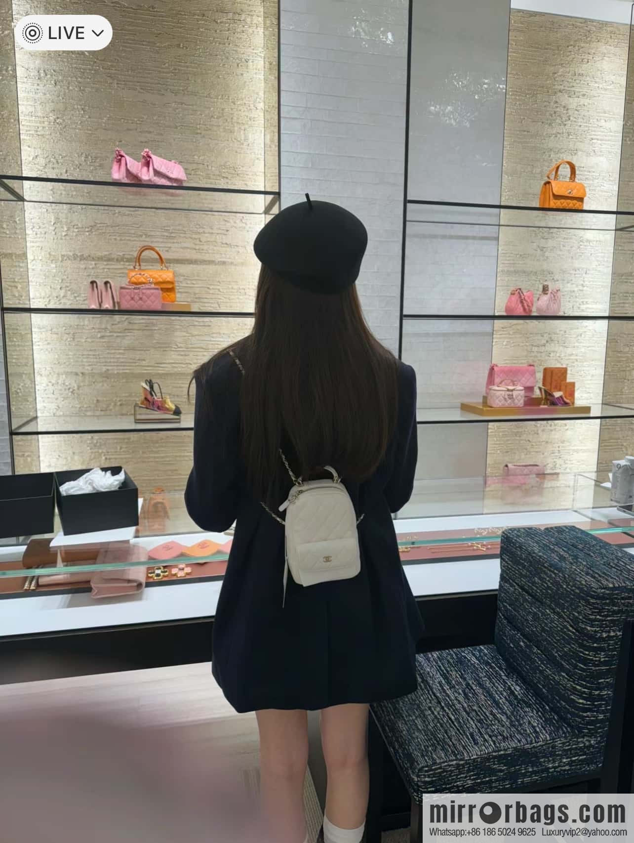 Chanel 24C mini backpack, black gold genuine leather AP3753 white