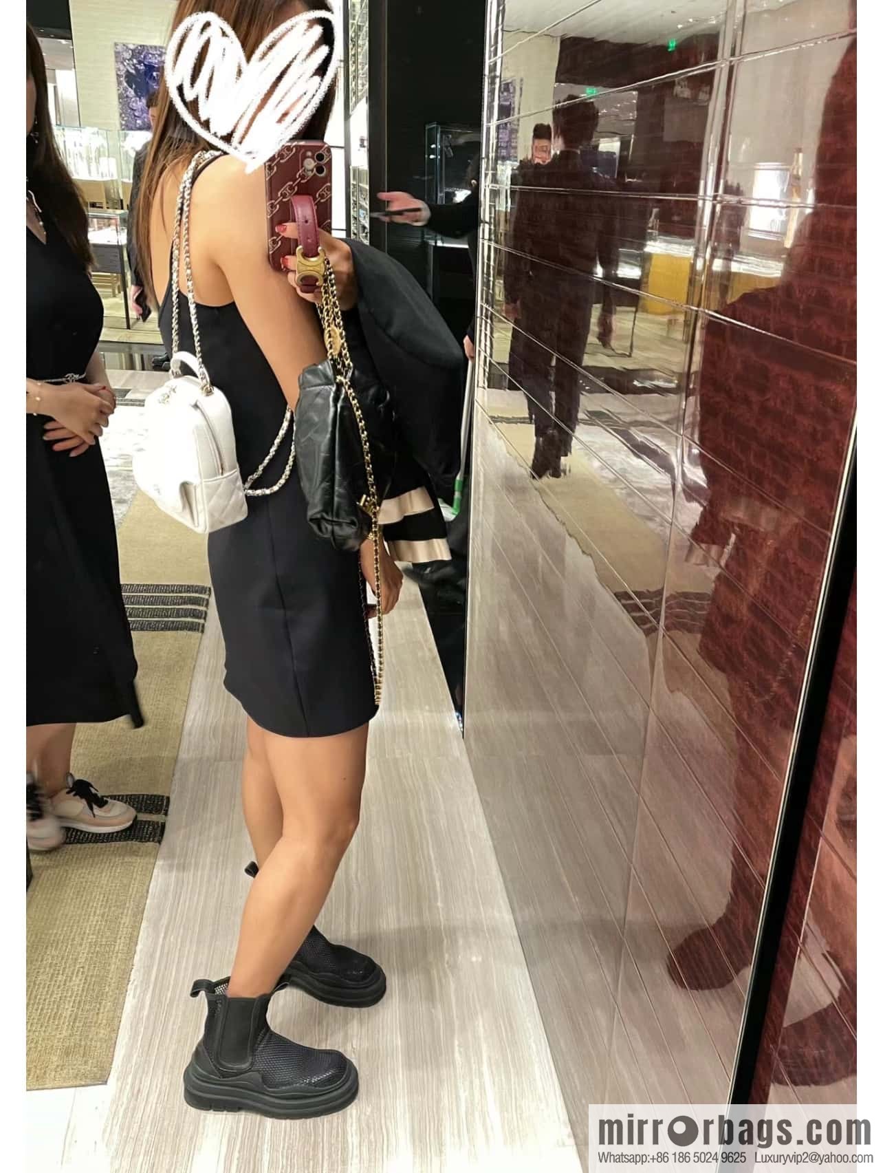 Chanel 24C mini backpack, black gold genuine leather AP3753 white