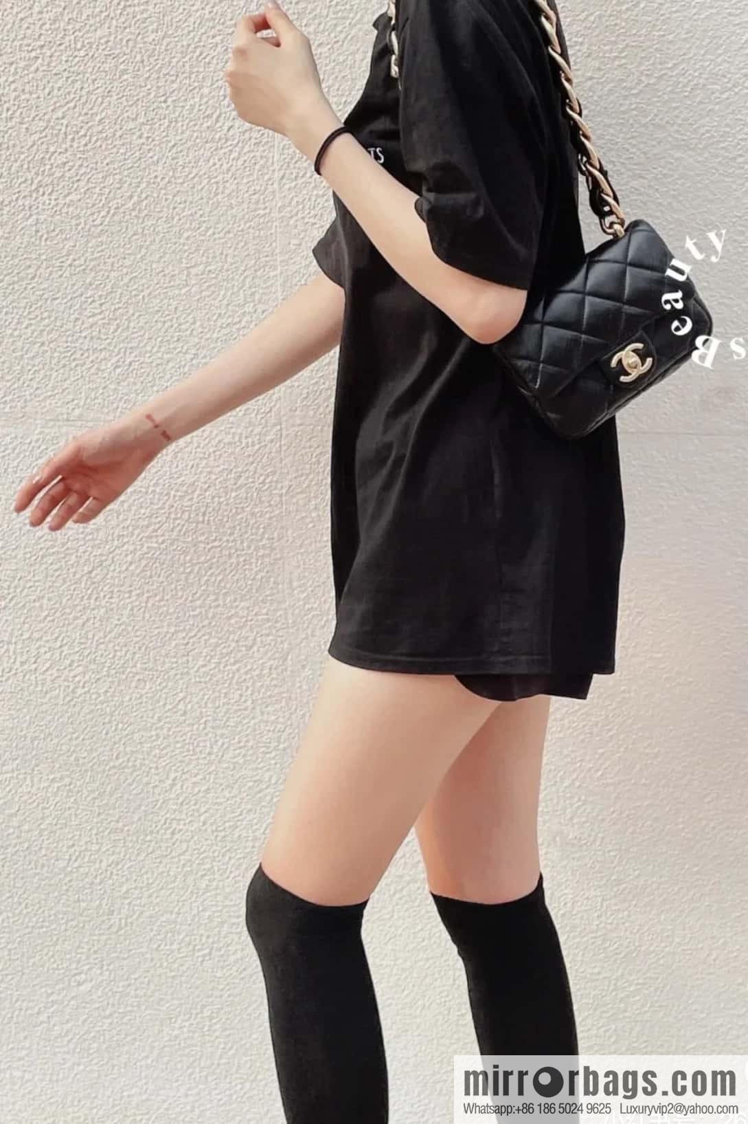 𝗖𝗵𝗮𝗻𝗲𝗹 𝟮𝟮𝘀 thick chain cf armpit bag Genuine leather AS3213