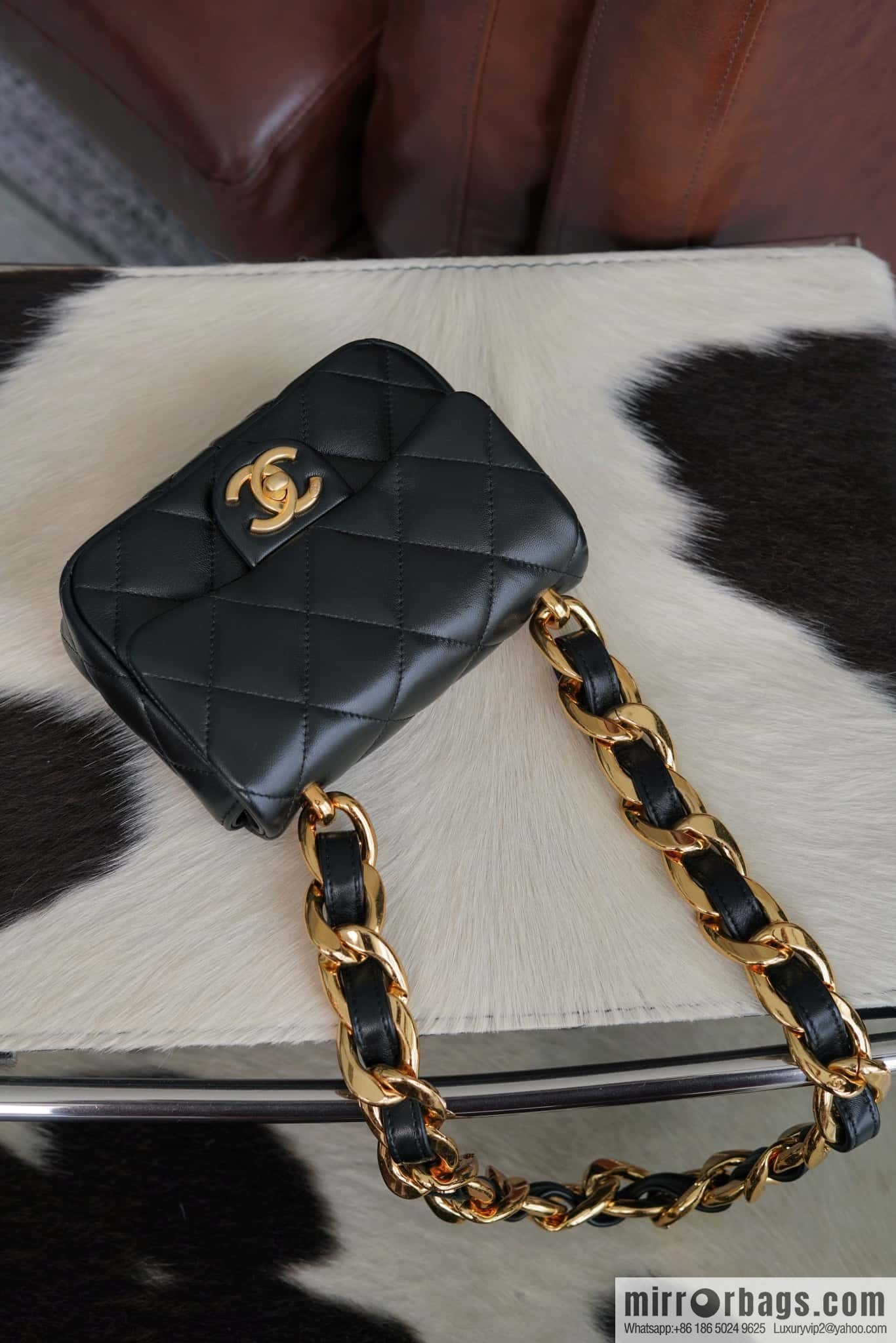 𝗖𝗵𝗮𝗻𝗲𝗹 𝟮𝟮𝘀 thick chain cf armpit bag Genuine leather AS3213